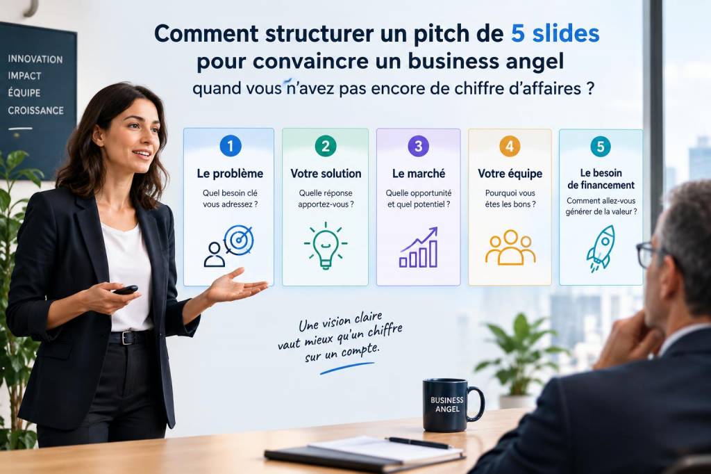 Comment structurer un pitch de 5 slides pour convaincre un business angel quand vous n'avez pas encore de chiffre d'affaires